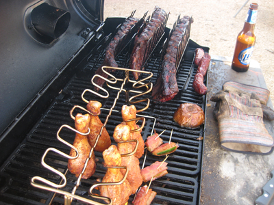 Chicken, Ribs & Armadillo Eggs at our BBQ.